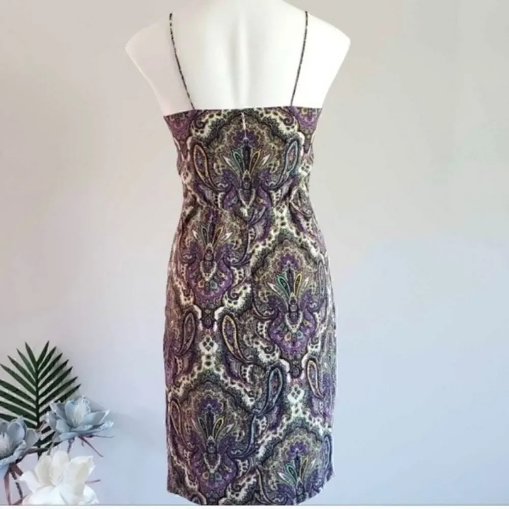 J CREW Silk Paisley Spaghetti Strap Dress Sz 0